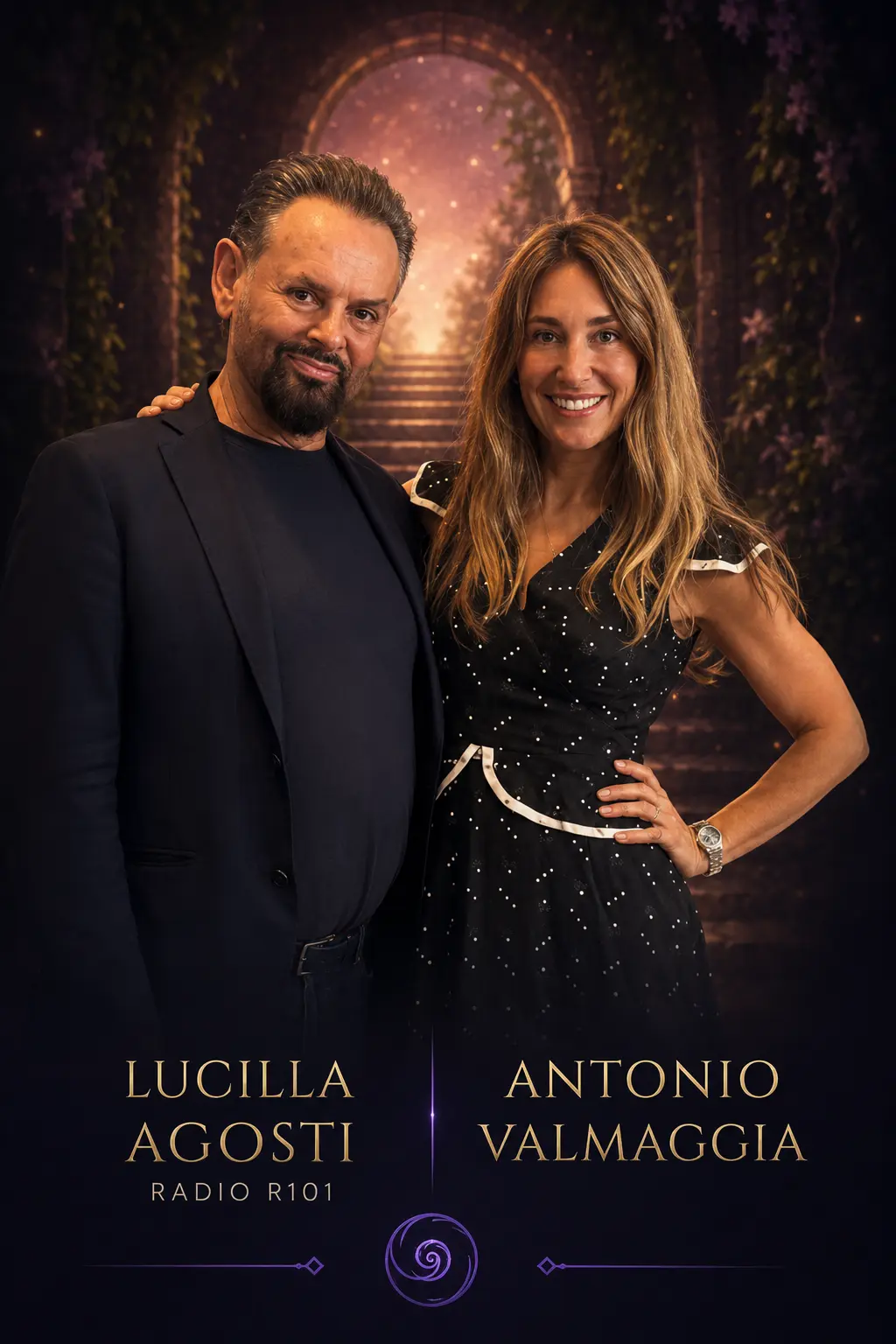 Lucilla Agosti con Antonio Valmaggia negli studi di Radio R101
